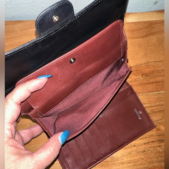 🐝🐝SOLD🐝🐝CHANEL Classic Long Black Quilted Caviar Leather Wallet - Picture 5 of 9